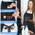 Custom Black Work Apron with Pockets for Baristas, Hair Stylists, Salons, Kitchens, and Creative Studios