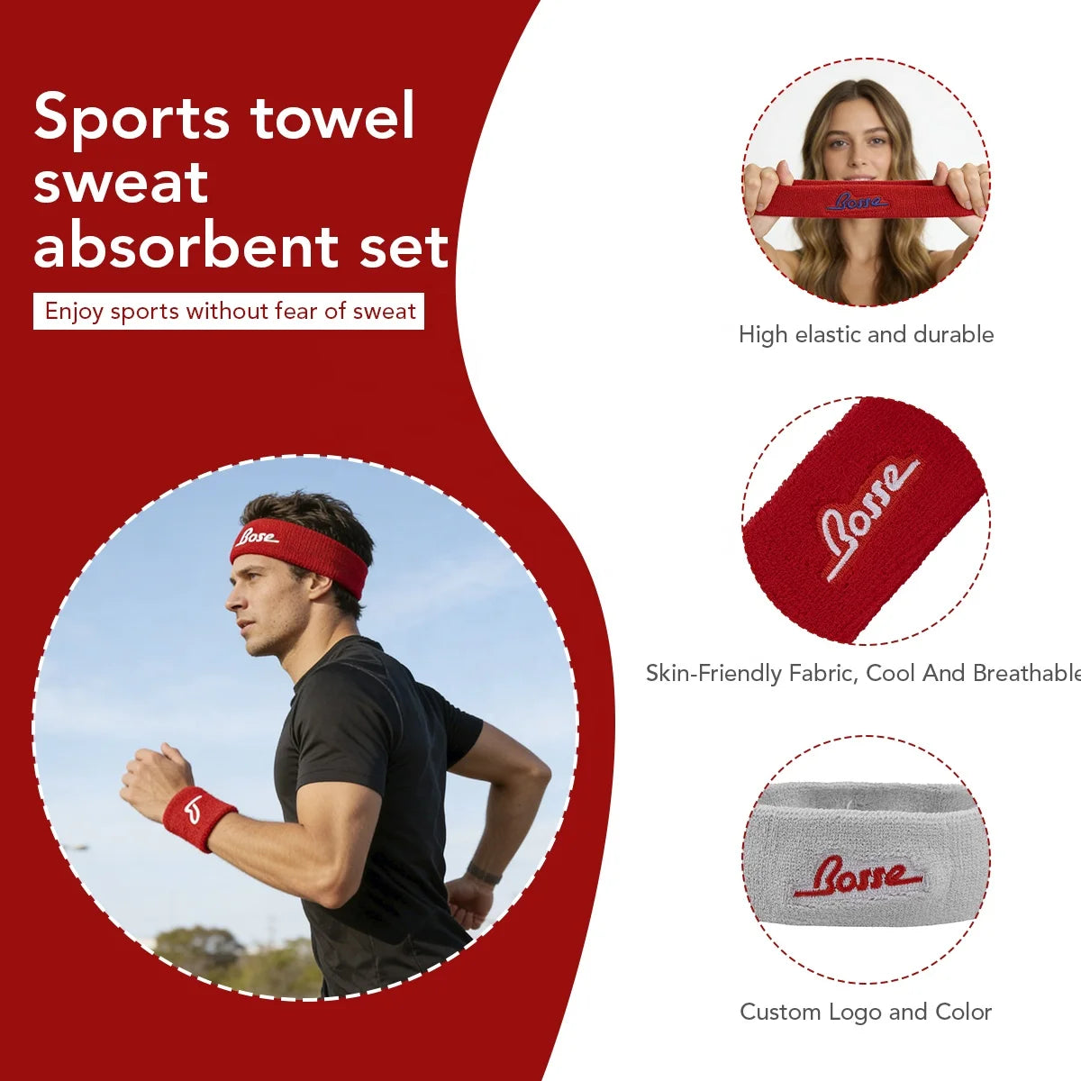 Custom Embroidered Sweatbands with Logo | 101 MOQ | 15-Day Lead