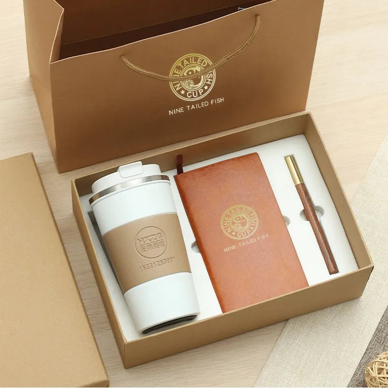 Custom Leather Notebook Gift Set with Logo | MOQ 500
