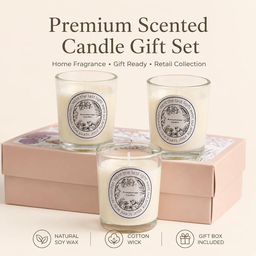 Soy Wax Candle Gift Set | 3-Piece | Custom Packaging from 500 MOQ