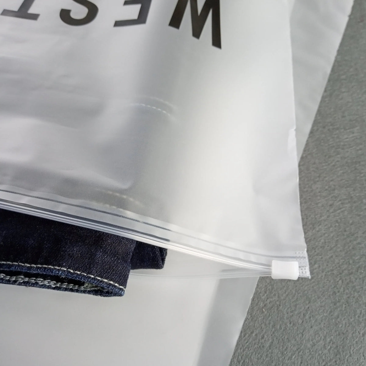 Custom Plastic T-Shirt Bags | Frosted Zip Lock | MOQ 100