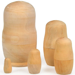 Custom Wooden Nesting Doll Set | 5-Piece Solid Wood Craft | Bulk Wholesale