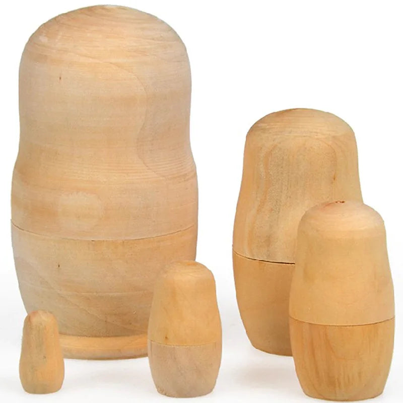 Custom Wooden Nesting Doll Set | 5-Piece Solid Wood Craft | Bulk Wholesale