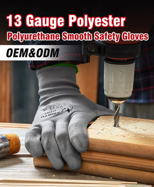 13G PU Polyester Work Gloves for Industrial Safety & Daily Tasks