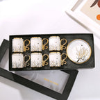 Gold Rimmed Arabic Coffee Cup Set 6pcs | 200 Logo MOQ | EU Certified