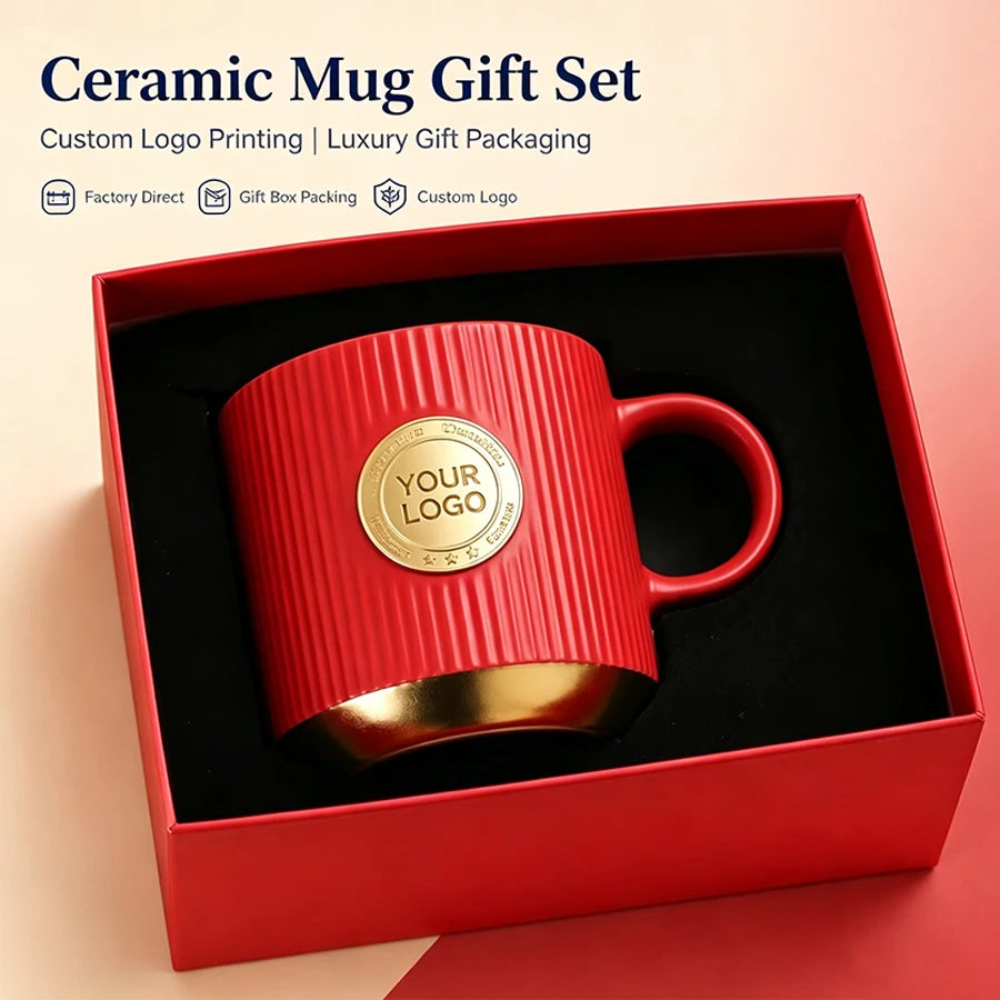 3D Embossed Metal Logo Mugs | 300 MOQ | 15-Day Lead Time