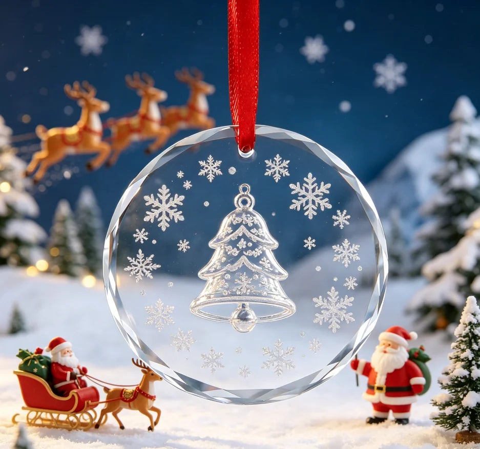 Engraved Crystal Christmas Ornaments with Logo | MOQ 10