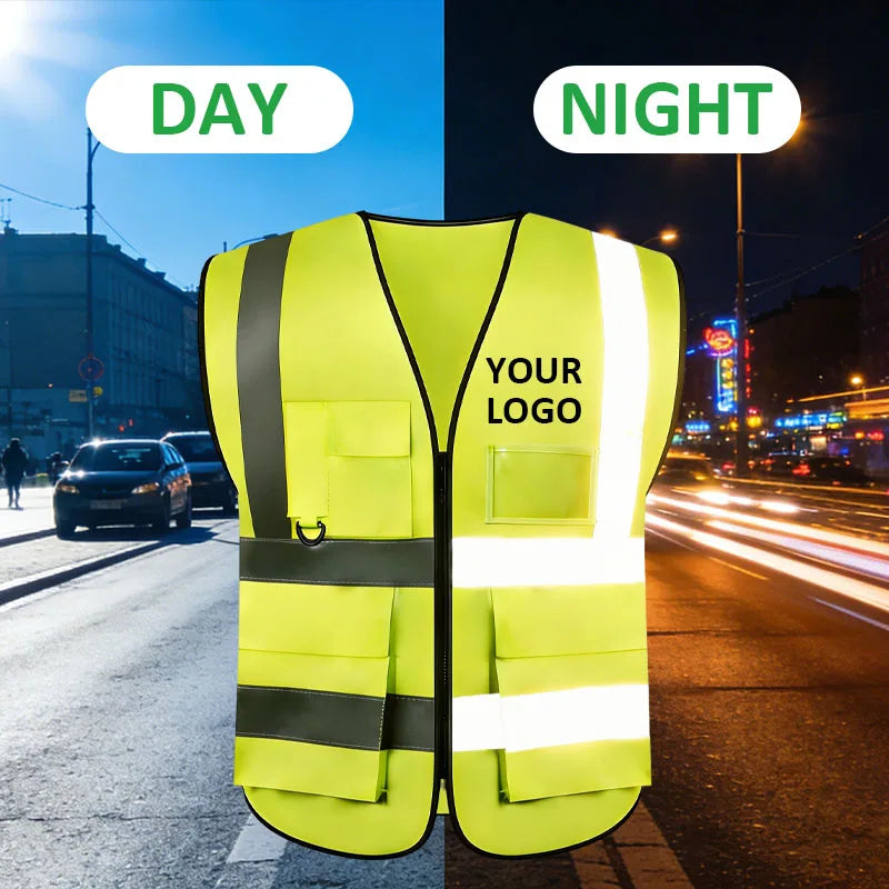 Custom Hi-Vis Safety Vest with Logo | ANSI Class 2 MOQ 50