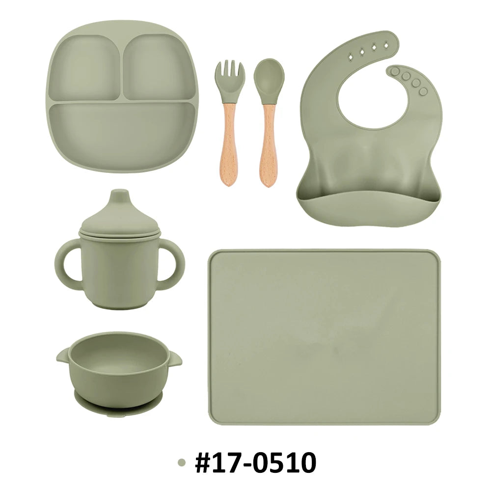 Custom Food Grade Silicone Baby Feeding Set | 100 Set MOQ | LFGB Certified