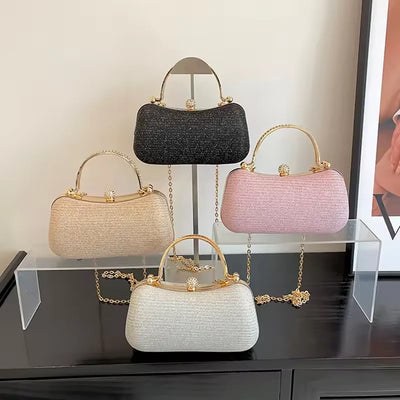 Custom Crystal Clutch Bags – PU Evening Bag with Crystal Handle