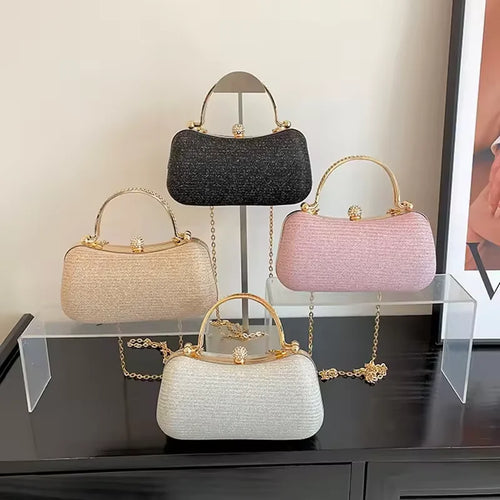 Custom Crystal Clutch Bags – PU Evening Bag with Crystal Handle