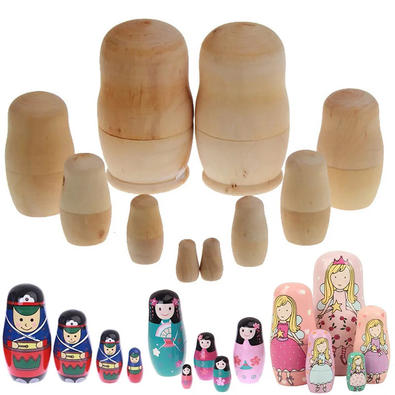 Custom Wooden Nesting Doll Set | 5-Piece Solid Wood Craft | Bulk Wholesale