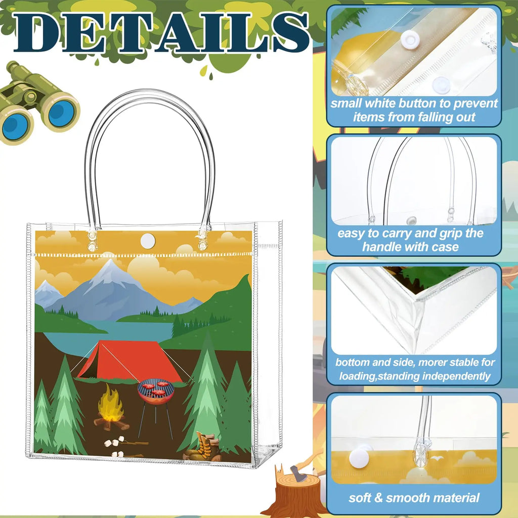 Custom Clear PVC Gift Bags: Button Closure, Full Color Print, Super Clear & Reusable