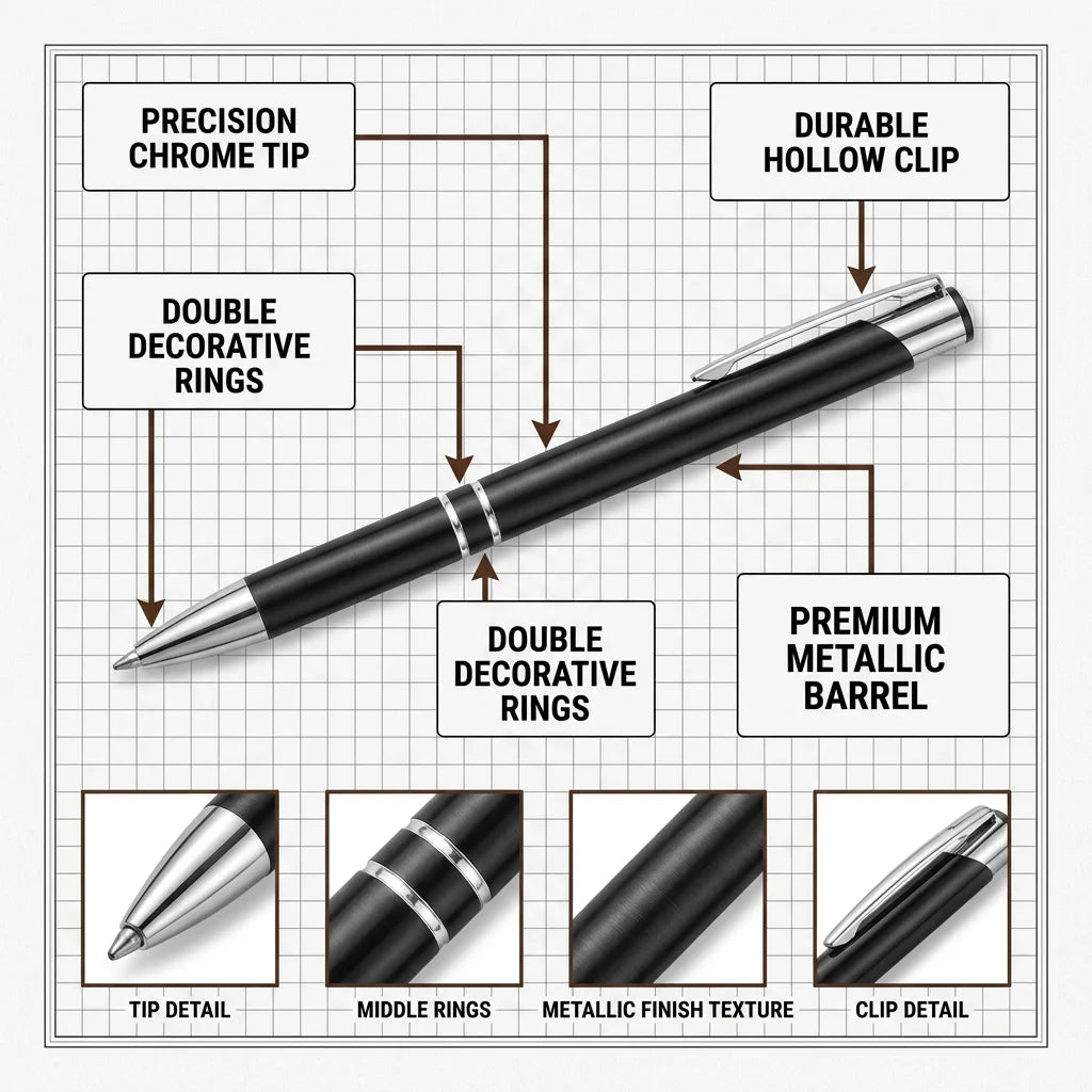 Laser Engraved Metal Pens: 7-Day Lead, 140x10mm, Custom Logo | Promotional Ballpoint Gifts
