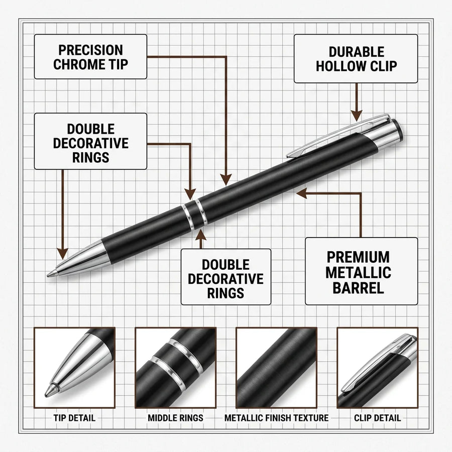 Laser Engraved Metal Pens: 7-Day Lead, 140x10mm, Custom Logo | Promotional Ballpoint Gifts