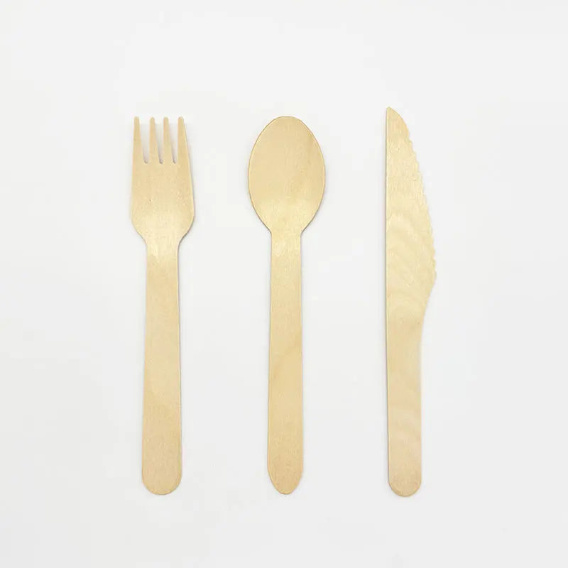 Custom Wooden Cutlery Set | Birch Fork Spoon Knife Napkin