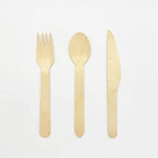 Custom Wooden Cutlery Set | Birch Fork Spoon Knife Napkin