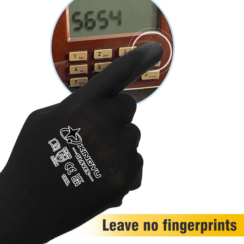 Custom Gloves With Logo 13 Gauge Polyester PU Coated Gloves Mechanic Home Work Safety PU Coated Protective Gloves