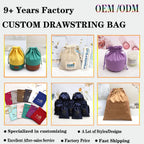 Custom Satin Drawstring Bags with Logo — 120-250 GSM for Cosmetic & Gift Packaging