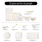 Nordic Ceramic Dinnerware Set | Gold Rim Tableware