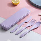 Custom Wheat Straw Travel Utensil Set with Case for Office Lunch, School Meals & Everyday Carry
