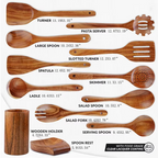 Acacia Wood Utensil Set 12-Piece | Custom Logo | Dishwasher Safe