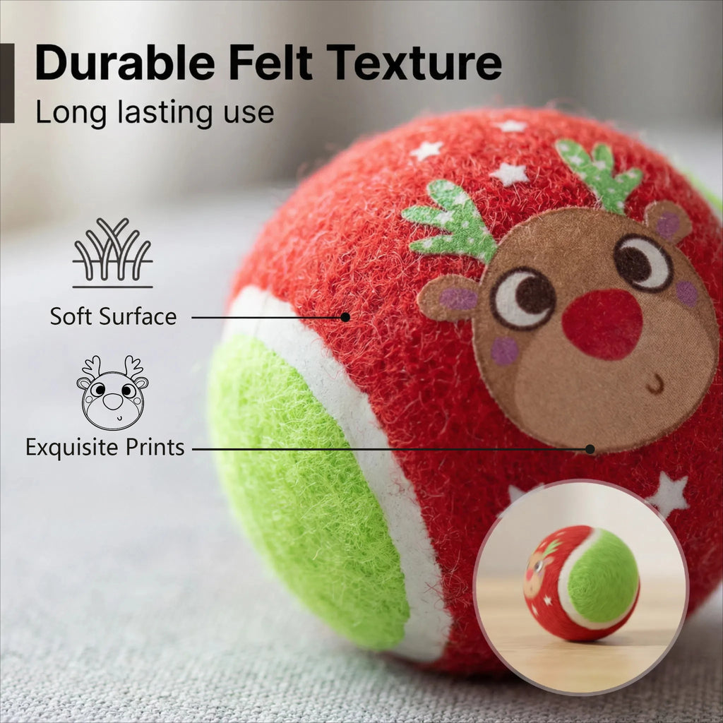 Custom Christmas Dog Toys | 3-Piece Tennis Ball Set | Holiday Pet Gifts