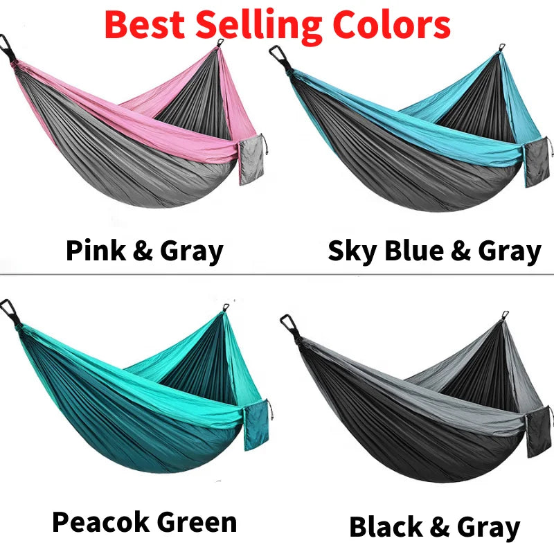 Custom 210T Parachute Nylon Hammock with Logo | 200kg Capacity, 1 MOQ, Camping