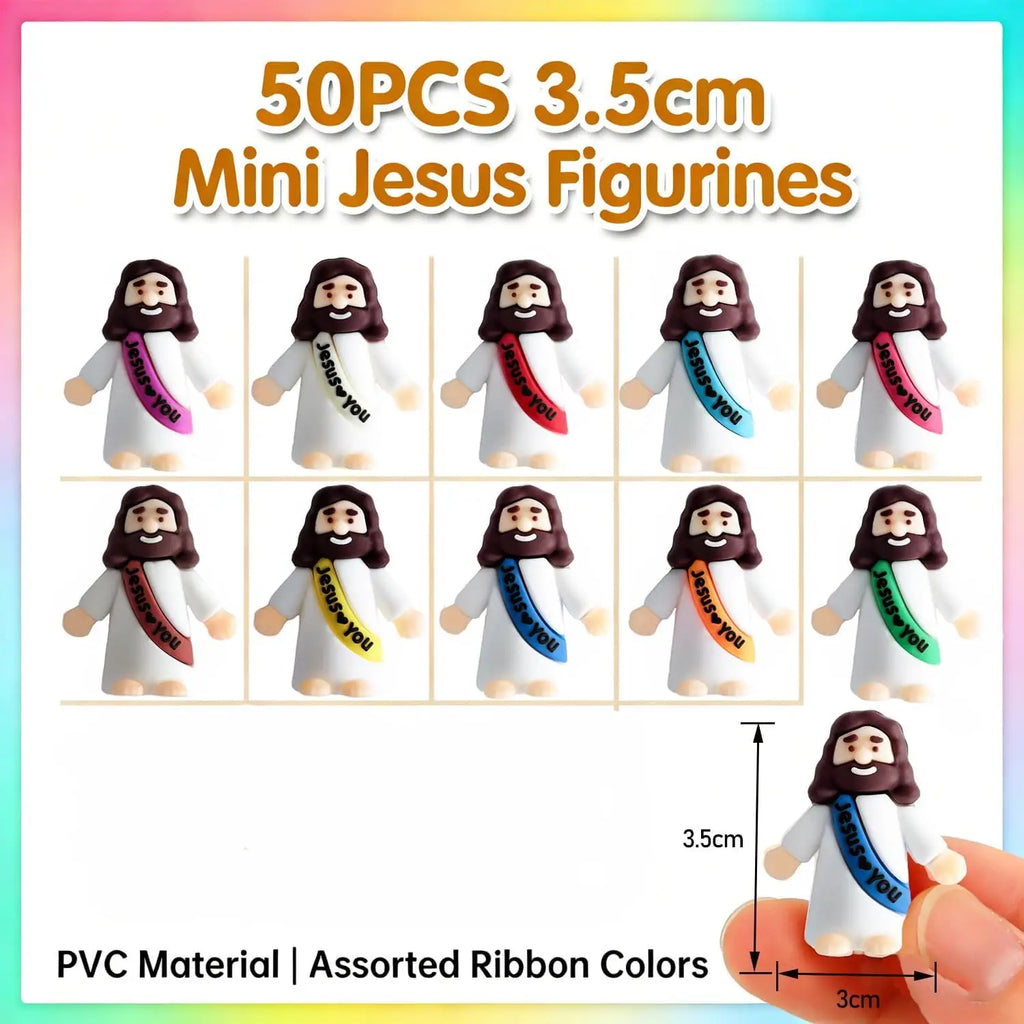 Mini Jesus Figurines | Hand-Painted Religious Figures | Bulk Baptism Gifts