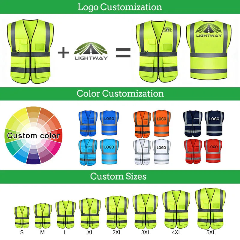 Custom Hi-Vis Safety Vest with Logo | ANSI Class 2 MOQ 50