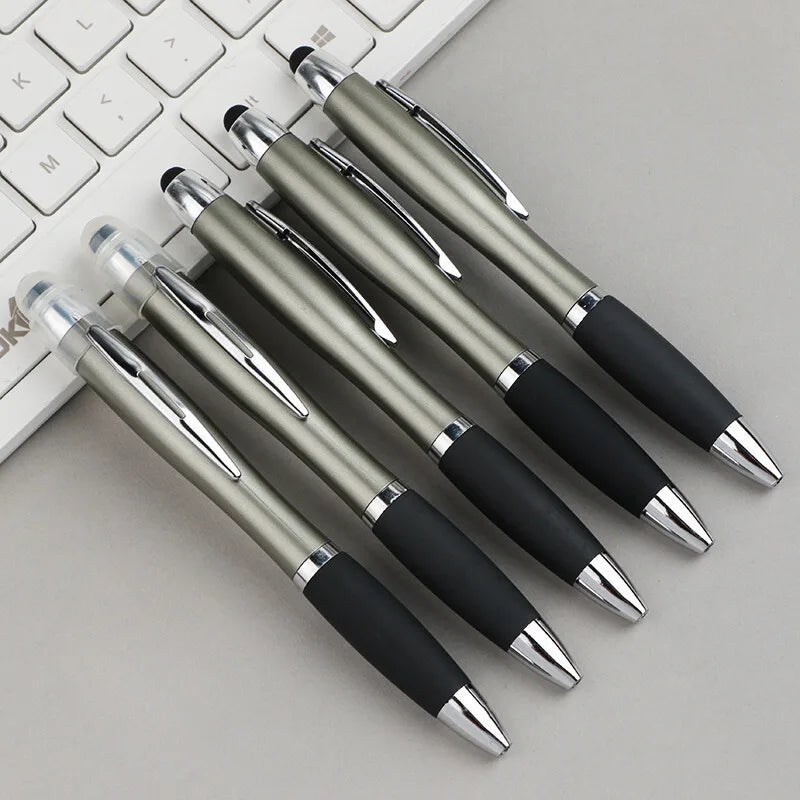 Custom 3-in-1 LED Pens 100 MOQ | Laser Engraving Stylus Promotional Gifts