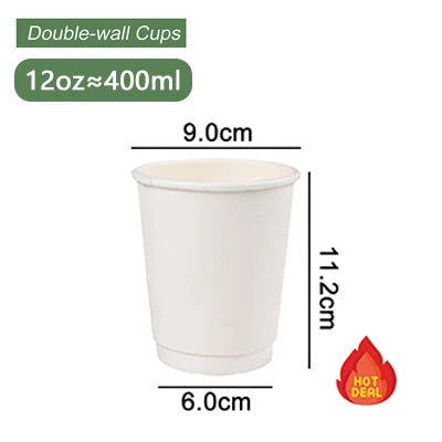 8oz Custom Printed Double Wall Paper Coffee Cups with Lids | MOQ 5000