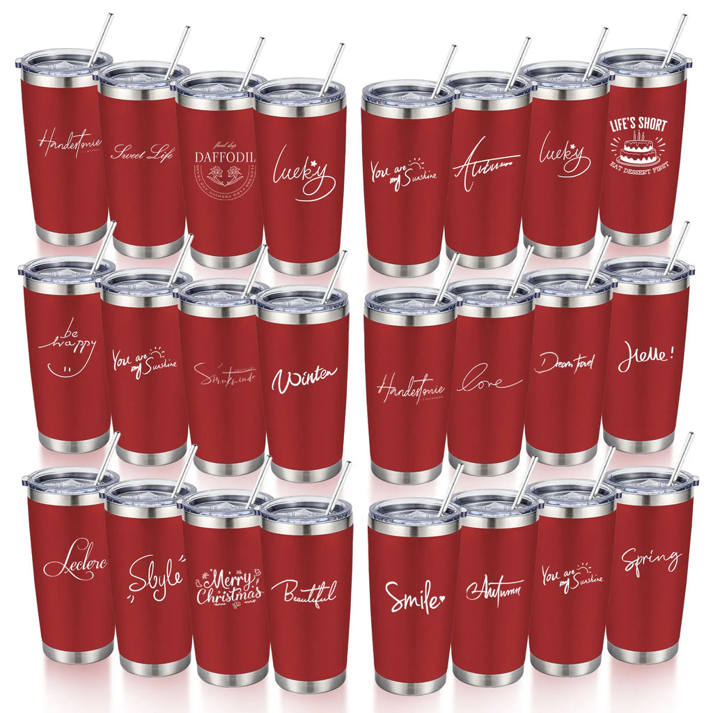 20oz Powder Coated Stainless Steel Tumbler with Lid and Straw Hole for Coffee, Travel and Laser Engraving