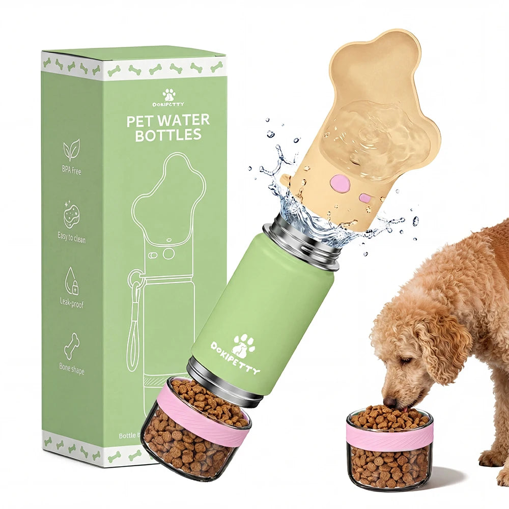 Custom 2-in-1 Dog Water Bottle | 14oz/18oz | BPA-Free Stainless Steel