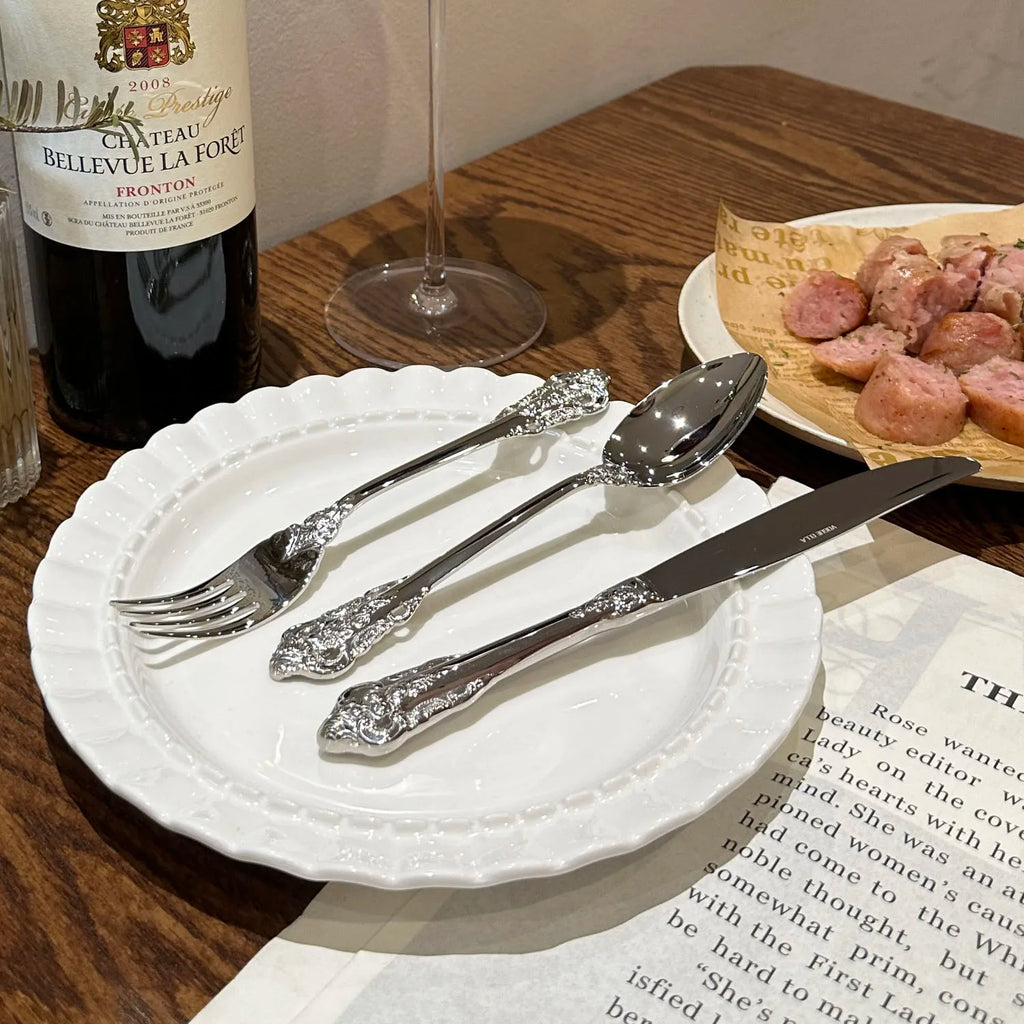 304 Stainless Flatware Sets | Carved European Design