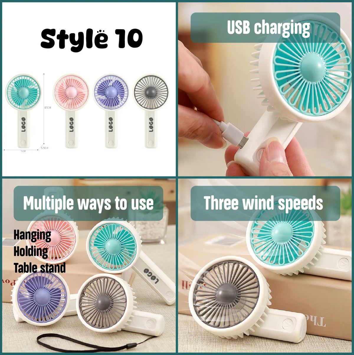 Custom Outdoor USB Portable Mini Cooling Fan with Logo | MOQ 100