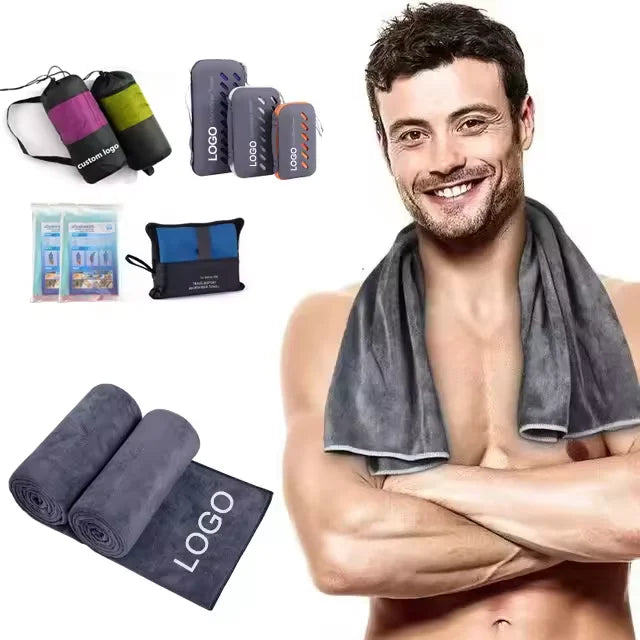 Custom Size Microfiber Quick-Drying Sport Gym Towel with Logo – 400gsm for Fitness, Swimming & Camping