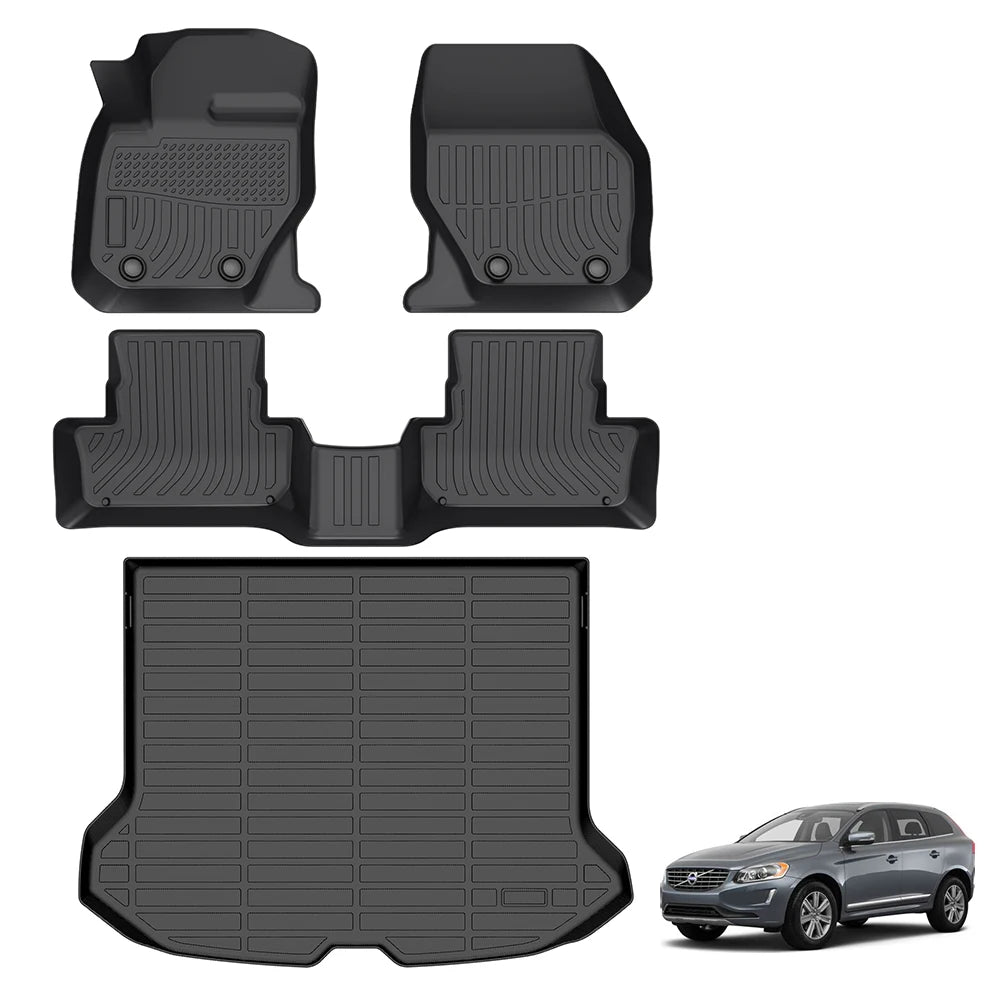 Custom Fit All Weather 3D TPE Floor Mats for Volvo XC60 2010-2017 and 2018-2025