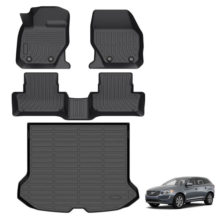 Custom Fit All Weather 3D TPE Floor Mats for Volvo XC60 2010-2017 and 2018-2025
