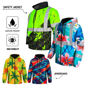 ANSI Class 3 Safety Jacket Custom Logo | Waterproof Hi-Vis Windbreaker