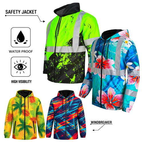 ANSI Class 3 Safety Jacket Custom Logo | Waterproof Hi-Vis Windbreaker