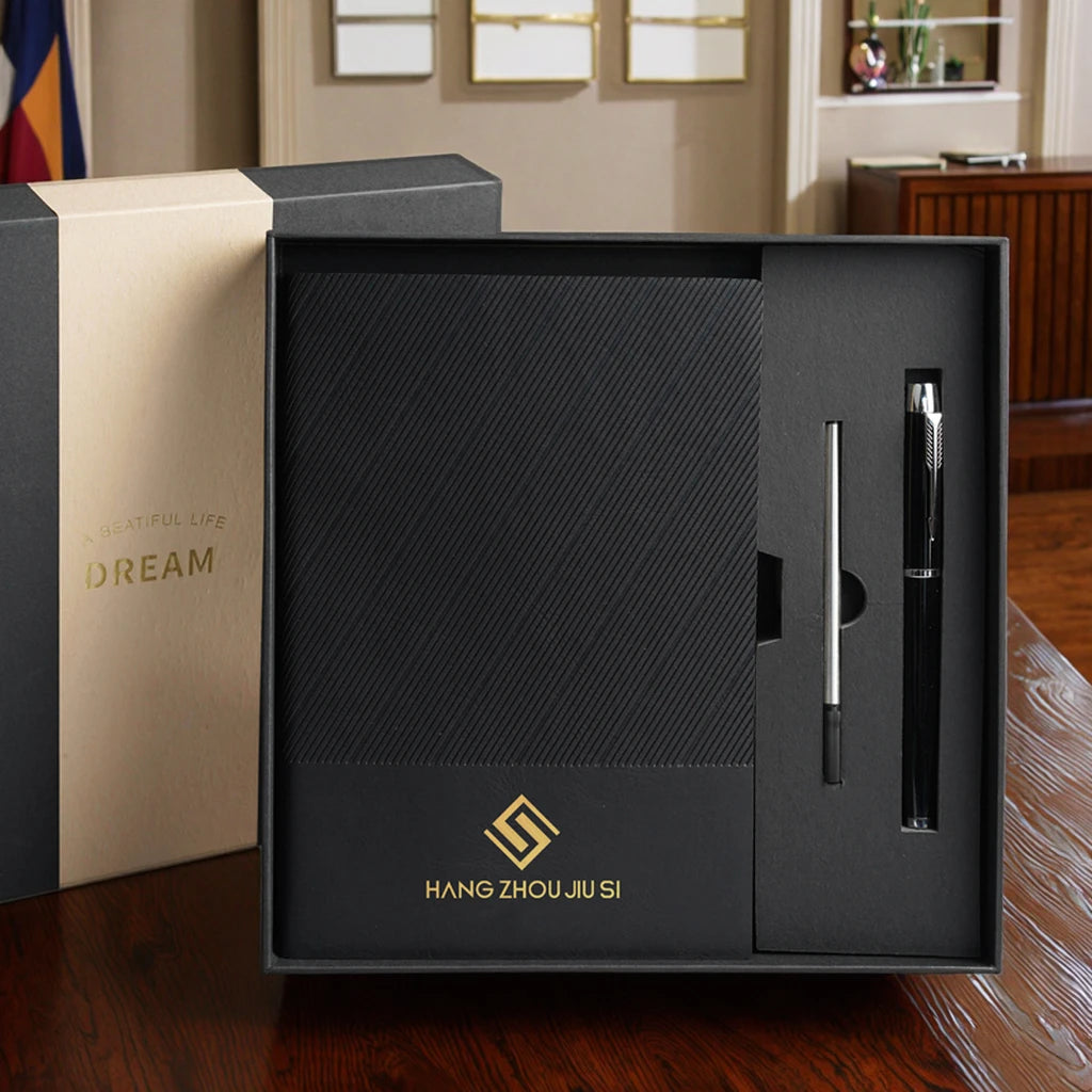Custom Leather Notebook Set with Logo | 50-Set MOQ | $0.30/Logo