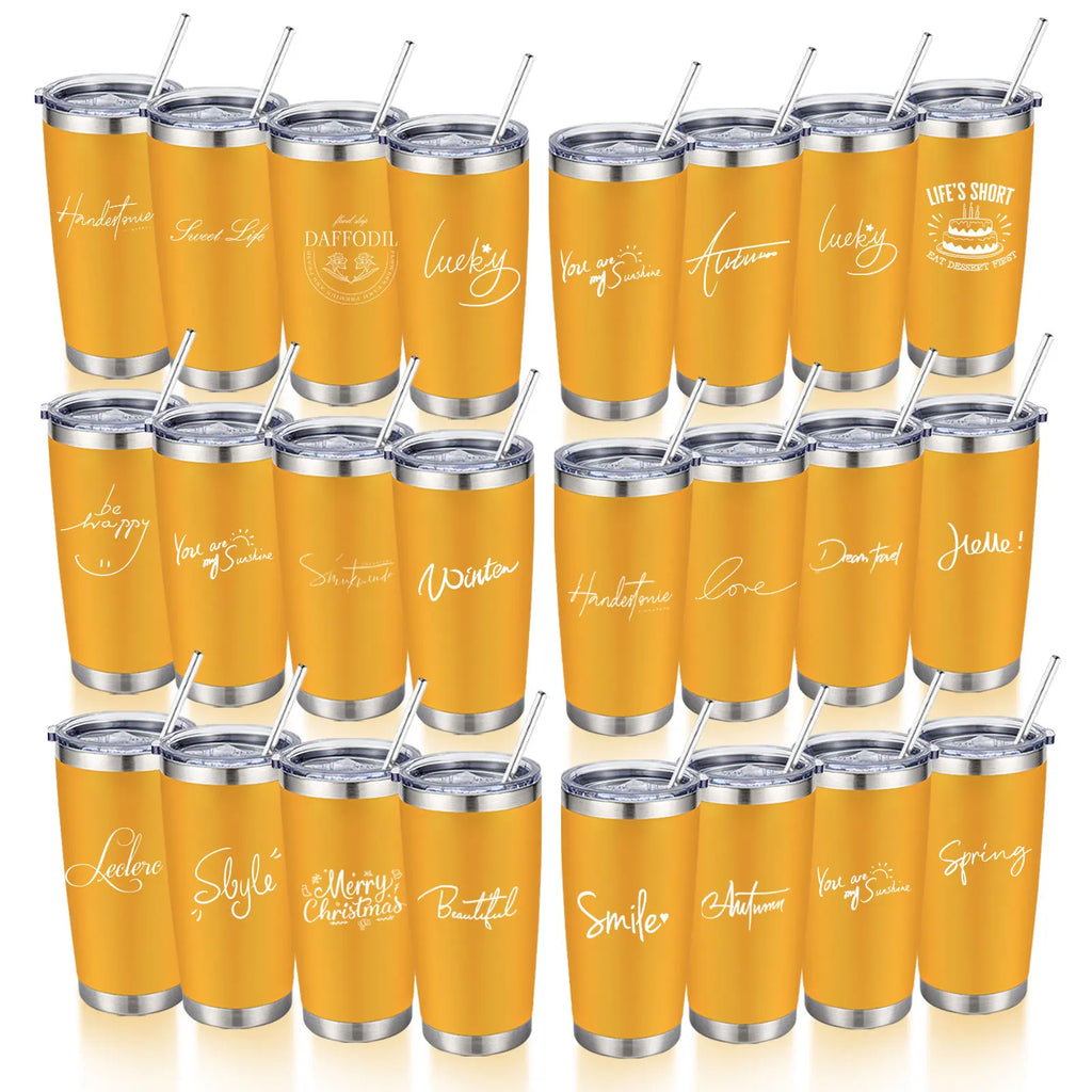 20oz Powder Coated Stainless Steel Tumbler with Lid and Straw Hole for Coffee, Travel and Laser Engraving