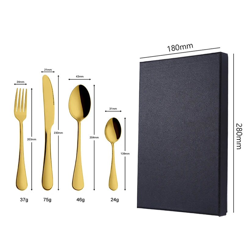 24-Piece Gold Flatware Set | PVD Coating | EU/FDA Certified | 100 MOQ