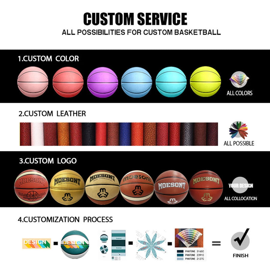 Custom Logo Basketball with PU Cover | Size 5 6 7 MOQ 20