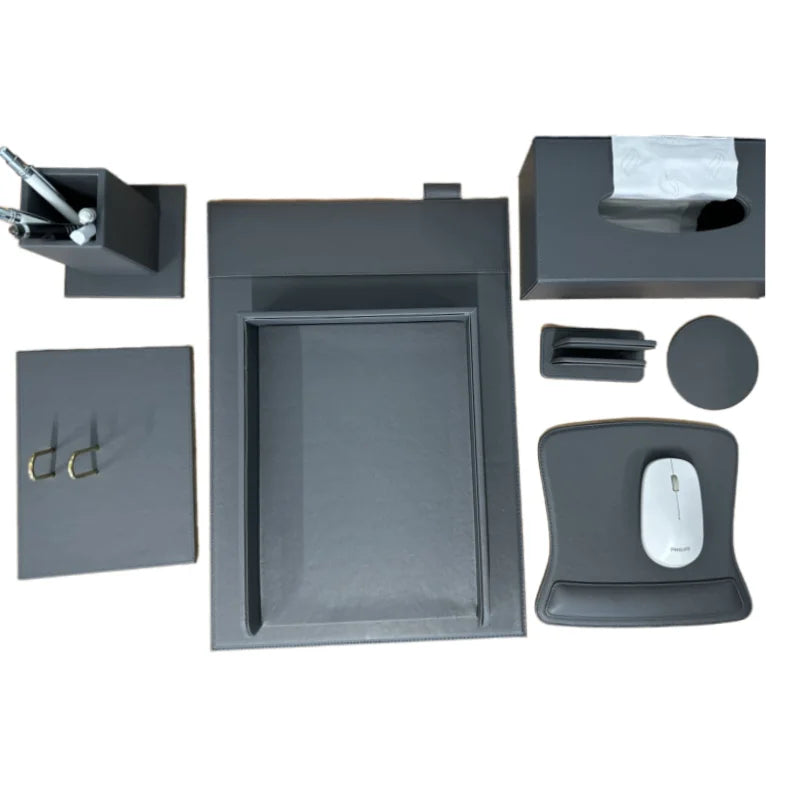 Executive Desk Organizer Set | 8 Items | PU Leather | 200 MOQ