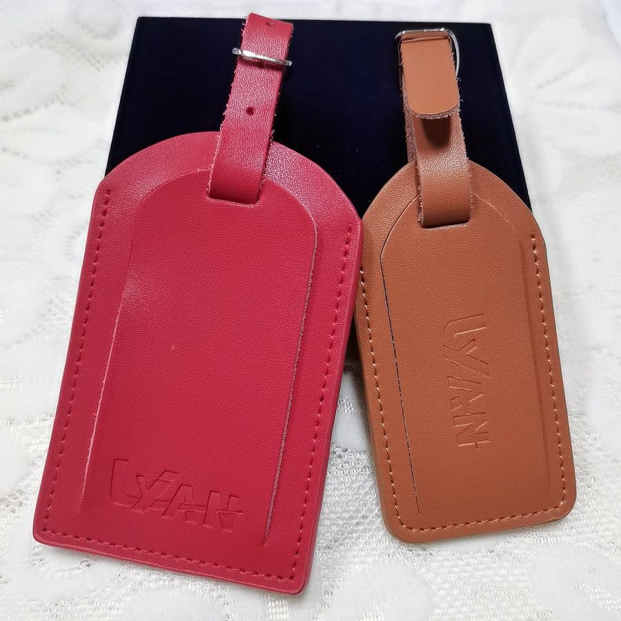 PU Leather Baggage Tag | ID Backing | 50 MOQ | Custom Color & Logo