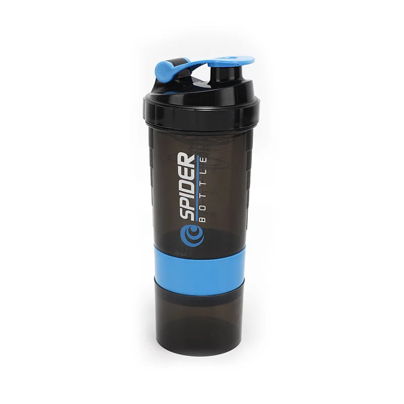Protein Shaker Bottle with Mixing Ball and Storage Compartments for Gym and Supplements