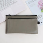 MOQ 100 Pcs Zipper PU Leather Utility Sleeve Wholesale Custom Synthetic Polyurethane Utility Envelope with Slide Fastener