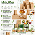Custom Kraft Paper Bags 100% Recycled | Logo Printing | Restaurant Takeout